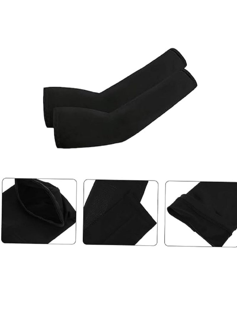Generic 3 Pairs Arm Sleeves for Men Women Full Arm Sleeves UV Protection Sunscreen Black  - Image 2