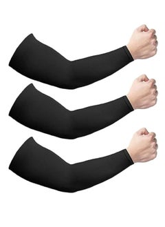 Generic 3 Pairs Arm Sleeves for Men Women Full Arm Sleeves UV Protection Sunscreen Black  - Image 1
