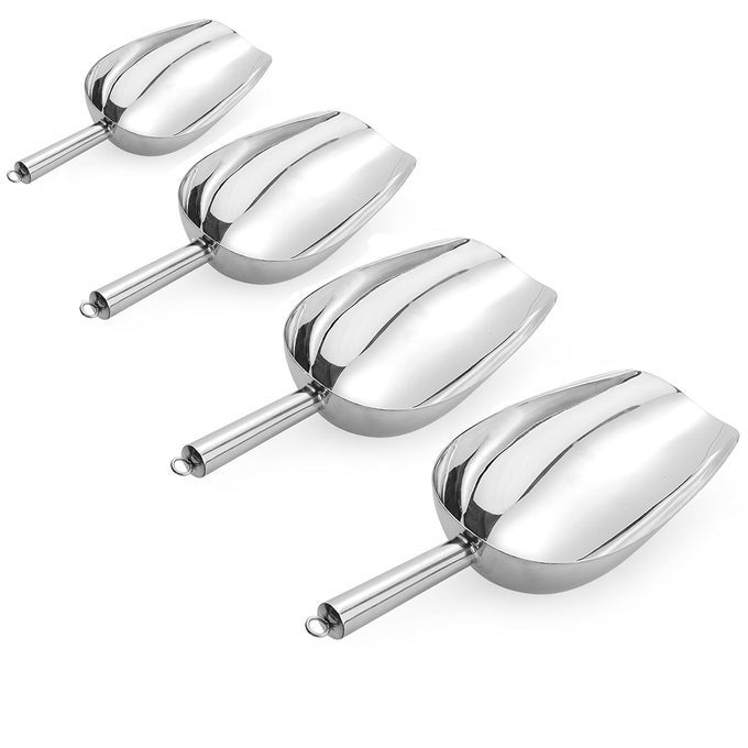 4 PACK FOOD ICE SCOOP 8OZ 12OZ 16OZ 24OZ STAINLESS STEEL SCOOP HEAVY DUTY UTILITY SCOOP FOR MULTIPURPOSE USE CANDY POPCORN FLOUR METAL SCOOP KITCHEN BAR PARTY WEDDING DISHWASHER SAFE