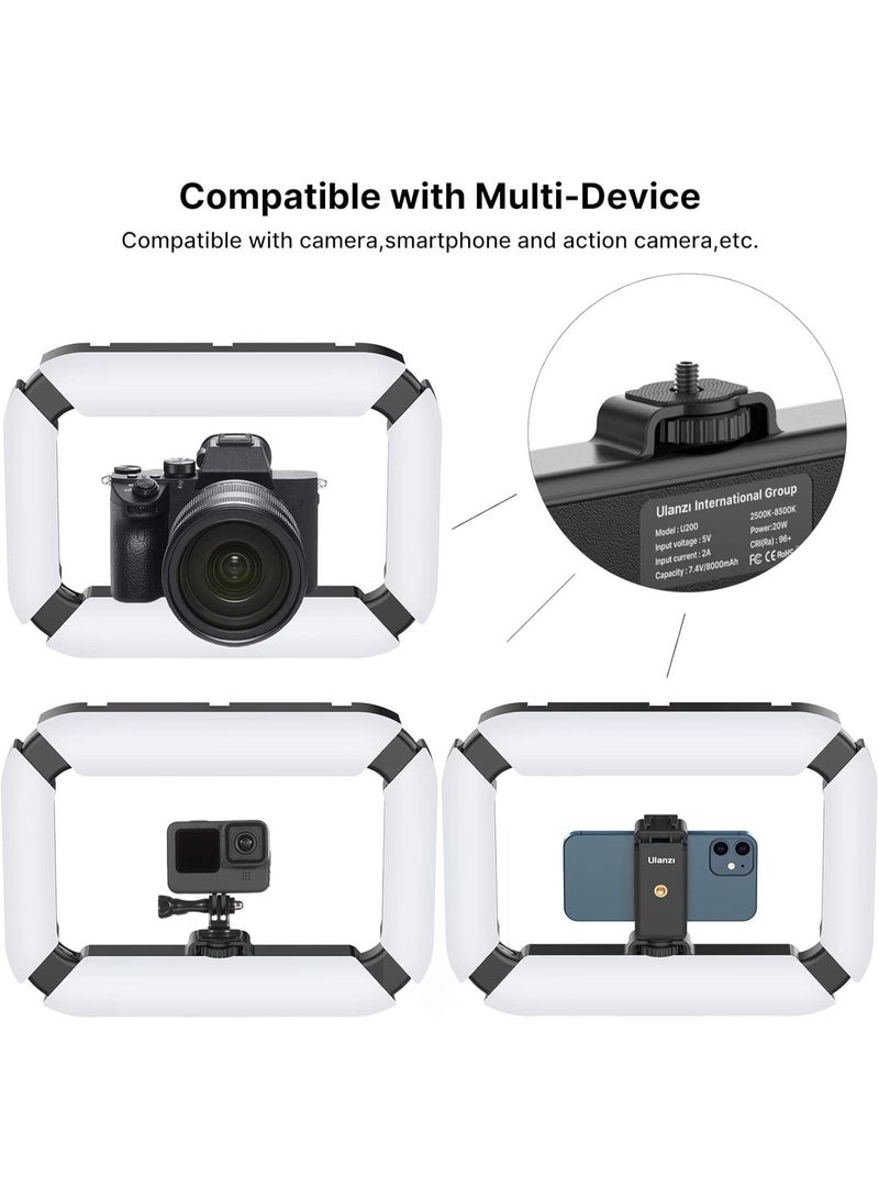 يولانزي حامل فيديو ULANZI للهواتف الذكية مزود بإضاءة، مثبت محمول للهاتف المحمول مع ضوء حلقي، ضوء سيلفي 8500 كلفن لتصوير الأفلام وتسجيل فيديوهات تيك توك ويوتيوب، مع بطارية مدمجة 8000 مللي أمبير في الساعة - Image 4