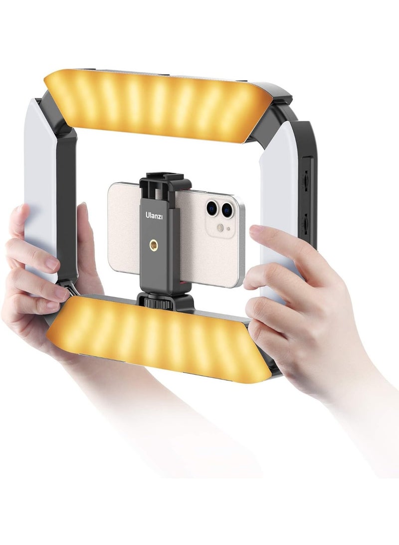 يولانزي حامل فيديو ULANZI للهواتف الذكية مزود بإضاءة، مثبت محمول للهاتف المحمول مع ضوء حلقي، ضوء سيلفي 8500 كلفن لتصوير الأفلام وتسجيل فيديوهات تيك توك ويوتيوب، مع بطارية مدمجة 8000 مللي أمبير في الساعة - Image 1