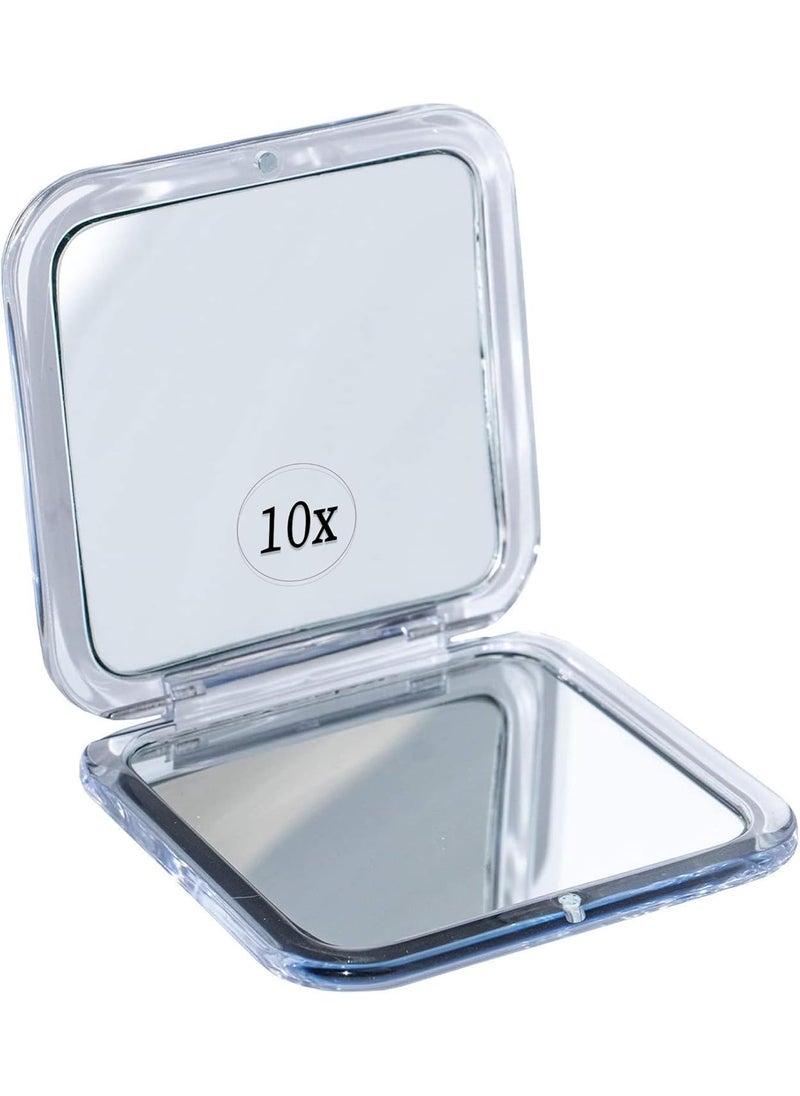 Mirrorvana MIRRORVANA 10X Magnifying Makeup Mirror for Travel - Mini, 10X/1X Double Sided, Portable, Handheld - Compact Mirror for Women's Makeup - Square 3.3" x 3.3" 
