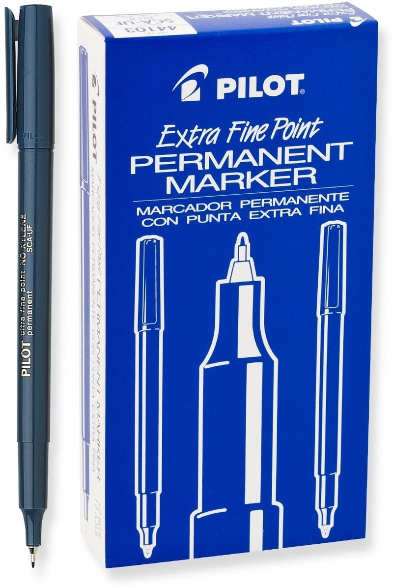 Pilot Extra Fine Point Permanent Markers, Blue Ink, 12-Pack (44103) - Image 1