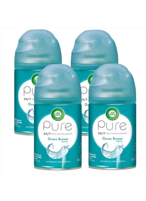 Pure Freshmatic 4 Refills Automatic Spray, Ocean Breeze, Air Freshener, Essential Oil, Odor Neutralization, Packaging May Vary, 5.89 oz, Pack of 4