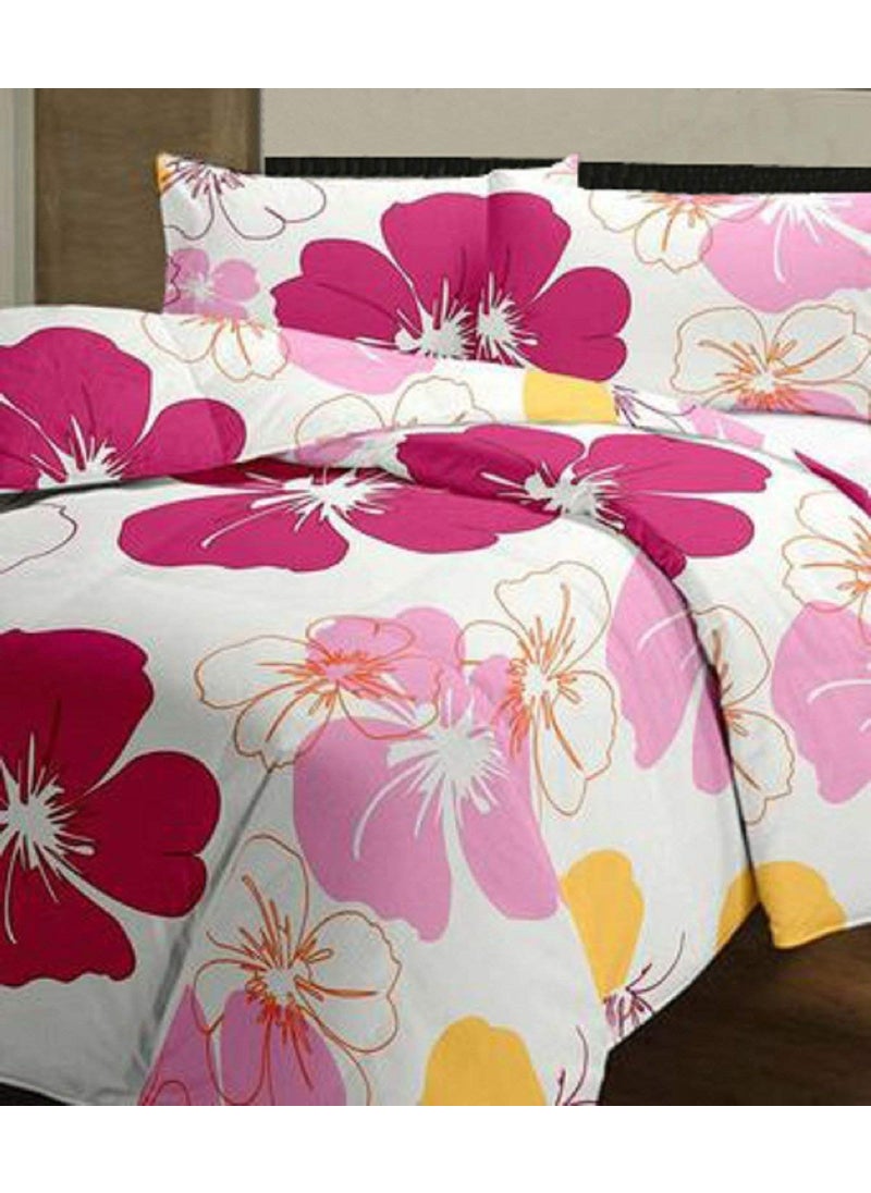 TEEJA TEEJA Poly Cotton Flower Printed Reversible Double Bed Comforter DoharBlanketQuilt Multicolor Big Blue Double Bed Big Pink Double Bed 