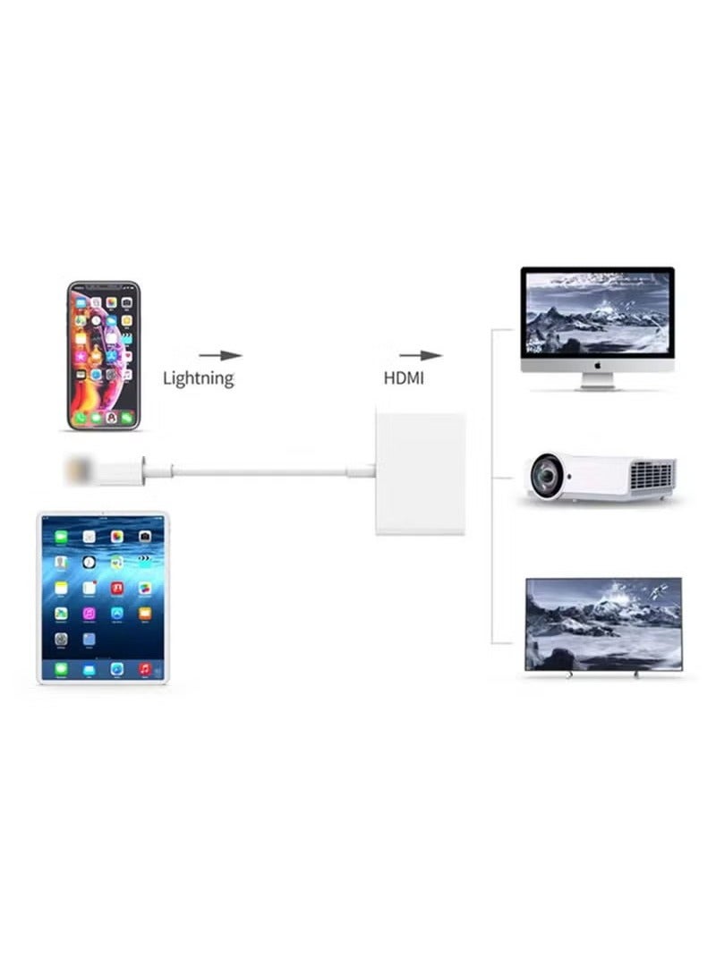 1080P Lightning To HDMI Adapter For Apple White - Image 2