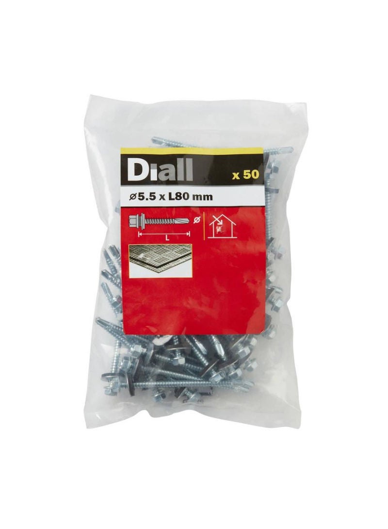 Zinc Plated Carbon Steel Roofing Screw Pack 5 5 X 80 Mm 50 Pc