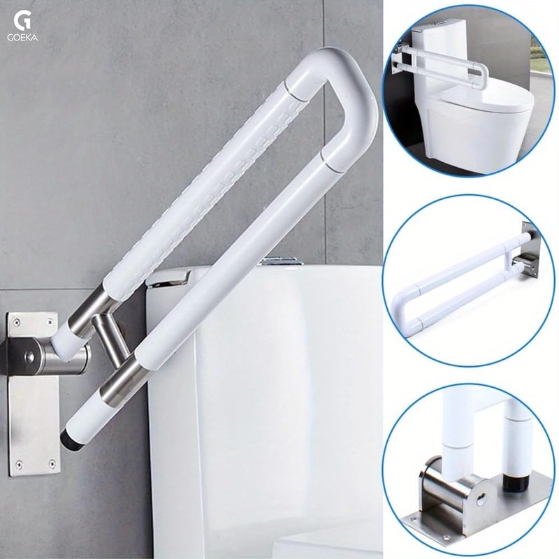 GOEKA Stainless Steel 304 Flip-Up Grab Bar (24 Inch) | Anti-Slip Bathroom Grab Bar for Senior Citizens & Elderly | Space-Saving Grab Handle for Toilet, Shower & Bedside Safety - Image 5