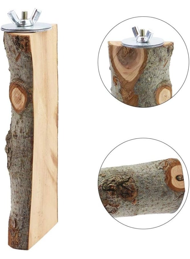 4 Pack Natural Wood Bird Perch Parrot Stand Branches Fork Toys,Pet Bird Cage Wooden Hanging Perch Platform Hammock Swing Toy for Small Parakeets,Budgies,Cockatiels,Conures,Macaws,Finches - Image 3