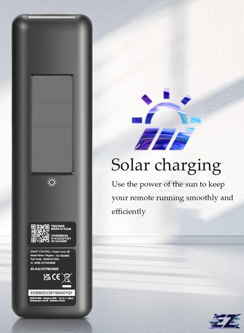 PopZa Solar Powered Voice Remote Control Compatible with Samsung BN59-01432A Neo QLED 8K HDR Smart TV (Full Screen) with battery - Image 2