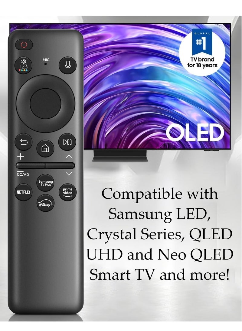 PopZa Solar Powered Voice Remote Control Compatible with Samsung BN59-01432A Neo QLED 8K HDR Smart TV (Full Screen) with battery - Image 4