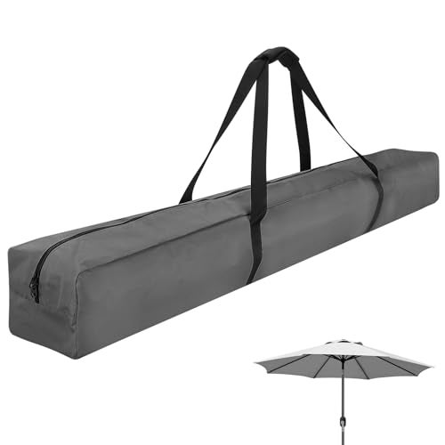 Xxerciz 57 Inch Carry Bag for 9ft Folding Beach Umbrella 600D Waterproof Patio Umbrella Covers Outdoor Heavy Duty Bag for Blissun Sunnyglade Sunshine Tempera Patio Umbrella Storage Gray - Image 1