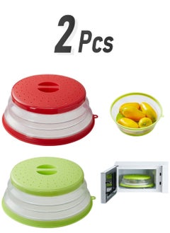 Y&D [2 Pack]Microwave Splatter Cover Vented Collapsible Microwave Food With Easy Grip Handle, Dishwasher-Safe, BPA-Free Silicone & Plastic, 10.5" Round  - Image 1