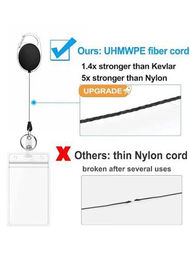 2 Pack ID Badge Holder With Clip,Badge Reels Retractable Heavy Duty Clear Id Card Vertical Lanyard Holder with Carabiner Badge Reel With 24 inches Pull Cord - Image 3