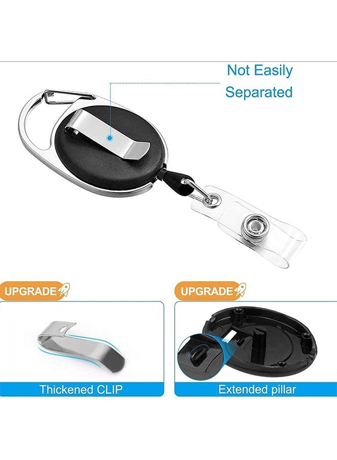 2 Pack ID Badge Holder With Clip,Badge Reels Retractable Heavy Duty Clear Id Card Vertical Lanyard Holder with Carabiner Badge Reel With 24 inches Pull Cord - Image 4