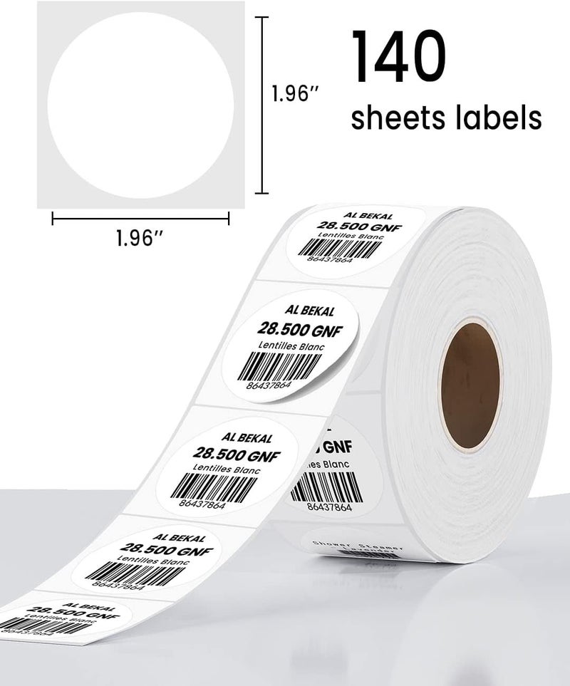 Memoqueen 2 Inch Circle Label for Phomemo M110/M110S/M120/M200/M220 Label Maker, 5050 Round Thermal Label for Barcode Label, Retail, Envelope Seal, DIY Logo Design, Name Tag, Khaki 140/Rolls - Image 2