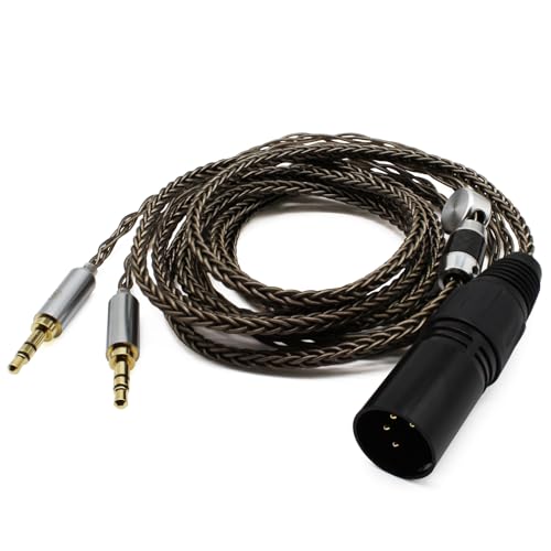 Youkamoo 4 Pin XLR Balanced 8 Core Braided Silver Plated Audio Replacement Cable Compatible for Hifiman HE4XX, HE-400i Headphones (2 x 3.5mm Version) - Image 4