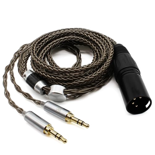 Youkamoo 4 Pin XLR Balanced 8 Core Braided Silver Plated Audio Replacement Cable Compatible for Hifiman HE4XX, HE-400i Headphones (2 x 3.5mm Version) - Image 2