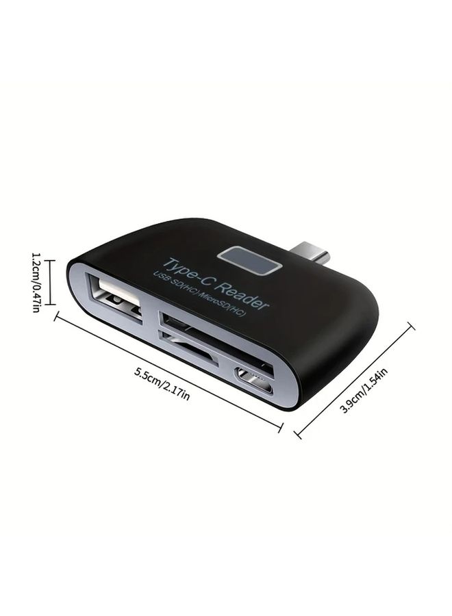 Black 4 In 1 USB C Hub Reader With TF Micro SD Card Slot And Micro USB Charging Port - Image 2