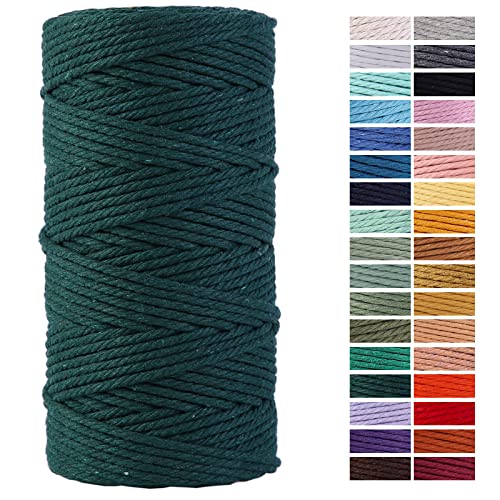 ZXCDINO Dark Green Macrame Cord 3mm x 109Yards,Colored Cotton Rope Craft Cord Colorful Cotton Cord Twine for Wall Hanging Plant Hangers Crafts Knitting Decorative Projects - Image 1