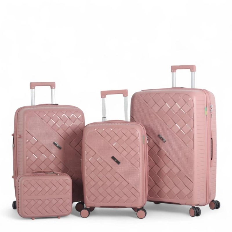 Aviator Luxury Durable 4-Piece Luggage Set (Shatterproof with Bonus Handbag) with Double Zipper Expansion Case - Image 1