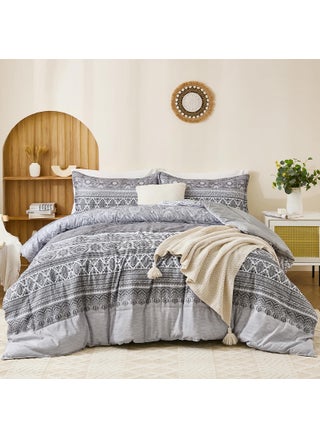 Goodidea Boho Comforter Set Queen Size 3 Piece Grey Bohemian Striped Comforter Soft Lightweight Microfiber Bedding Set with 2 Pillow Shams for All Season (Queen  90""X90"") - pzsku/ZC0B8DD06B20658BC744AZ/45/1749667926/4db09797-4ab5-4a0e-82c7-2a95efd97b3c