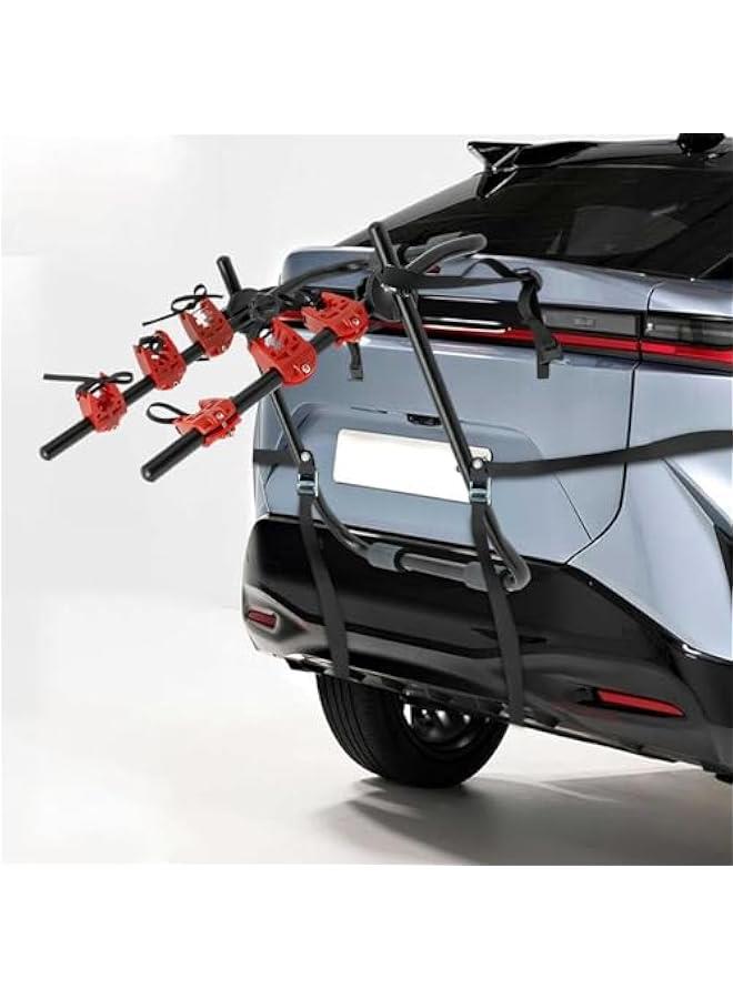 Generic Bike Hitch Mount Rack, 3-Bike Trunk Mount Bicycle Rack for Hatchback Carrier, Foldable Bicycle Carrier Holder for Most Cars SUV Sedan Hatchback Minivan, Black&Red  - Image 1