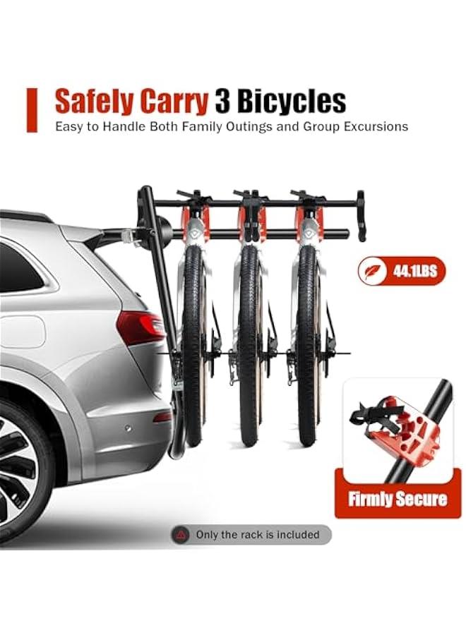 Generic Bike Hitch Mount Rack, 3-Bike Trunk Mount Bicycle Rack for Hatchback Carrier, Foldable Bicycle Carrier Holder for Most Cars SUV Sedan Hatchback Minivan, Black&Red  - Image 4