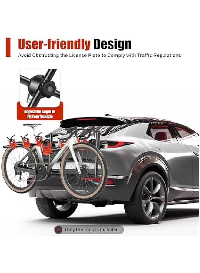 Generic Bike Hitch Mount Rack, 3-Bike Trunk Mount Bicycle Rack for Hatchback Carrier, Foldable Bicycle Carrier Holder for Most Cars SUV Sedan Hatchback Minivan, Black&Red  - Image 5