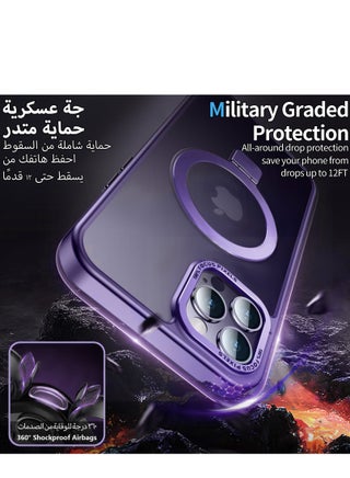 iPhone 15 Pro Max MagSafe Case with Magnetic Invisible Stand,【Full Shockproof Protection】Matte Back Phone Cover with Magnet Kickstand for Apple 15 Pro Max (2023)(Purple) - view 3