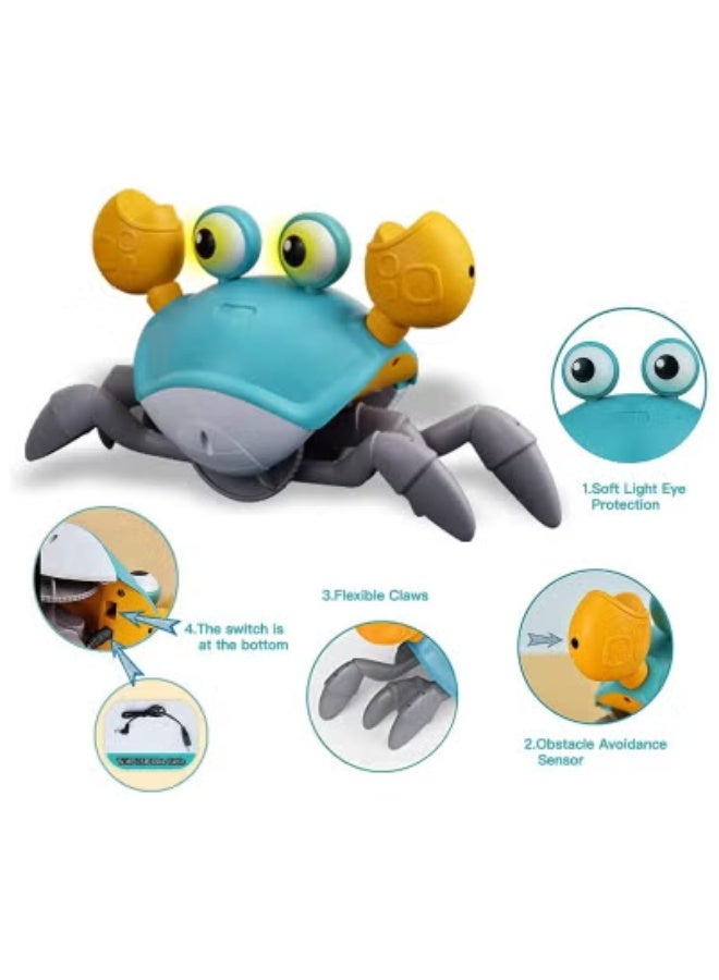 JAJEEK Green Crawling Crab Baby Toy – Musical Interactive Moving Crab for Infants (3-12 Months) & Toddlers (0-36 Months) | Smart Obstacle Avoidance & Crawl Training | USB Rechargeable | Perfect Birthday Gift for Boys & Girls - Image 1
