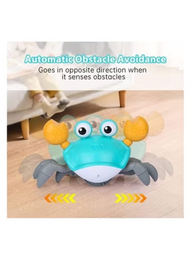 JAJEEK Green Crawling Crab Baby Toy – Musical Interactive Moving Crab for Infants (3-12 Months) & Toddlers (0-36 Months) | Smart Obstacle Avoidance & Crawl Training | USB Rechargeable | Perfect Birthday Gift for Boys & Girls - Image 2