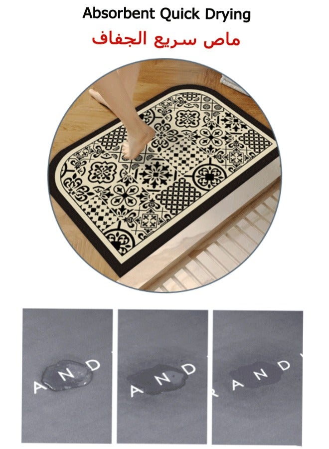 Kitchen Floor Mat, 16 x 24in Kitchen Carpet Anti-Slip Kitchen Floor Mat Carpet Water-Absorbing Standing Mat Easy Claening  Quick-Drying for Home Kitchen Bathrooms - Image 3