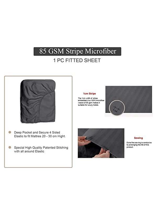 Hotel Collection HOTEL COLLECTION Stripe DARK GREY Fitted Sheet 160x200 cm with 2 Pillow Cases  - Image 3