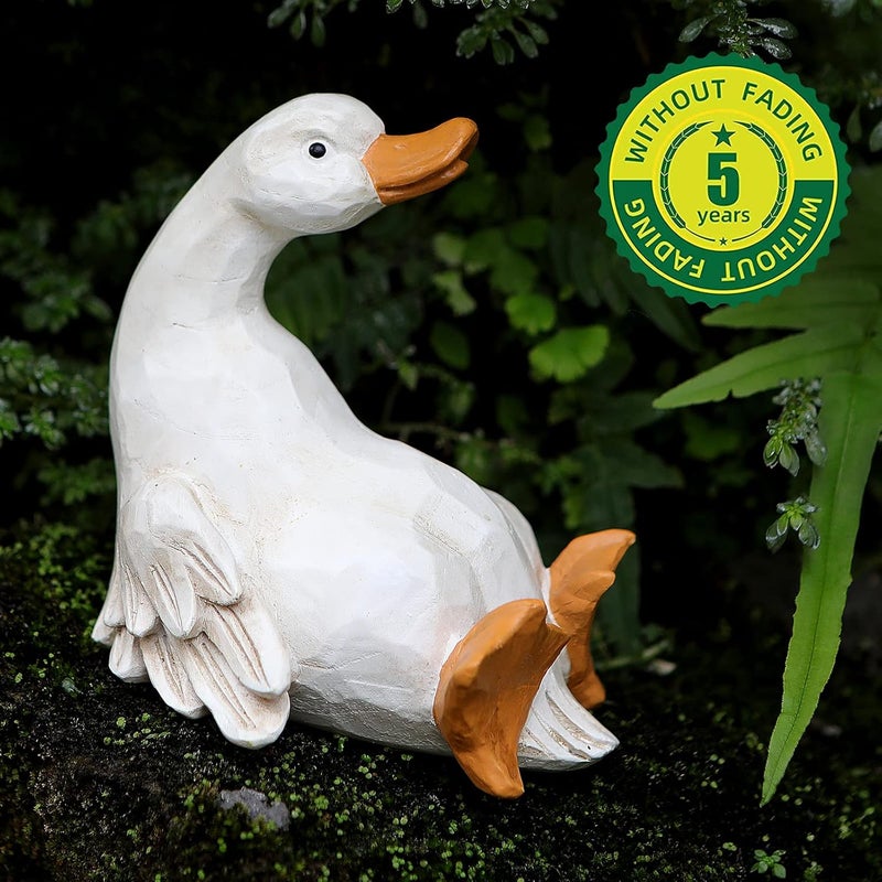 LEGIFO Duck Yard Decorations Outdoor Ornaments Set of 3, Resin Goose Sculpture Statue Front Porch Garden Decor for Outside Imitation Wood Carving, Funny Animal Decorations Fairy Craft Yart Art Decor - Image 4