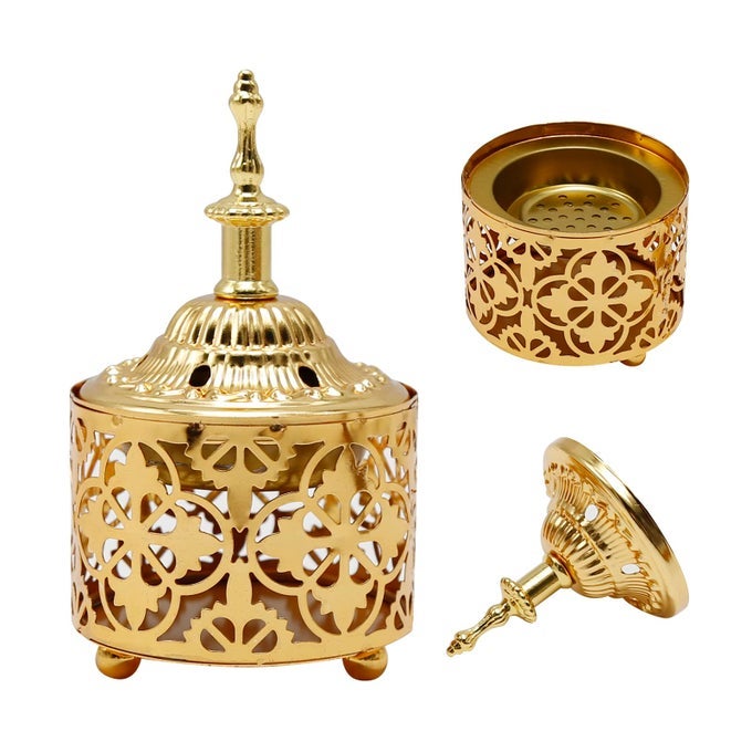 ARABIC INCENSE BURNER METAL VINTAGE INCENSE BURNER AROMA LAMP INCENSE HOLDER IRON ART CANDLESTICK DECORATIVE CANDLE STAND HOME SCENTED CANDLE STICK FOR HOME TABLETOP DECORATION