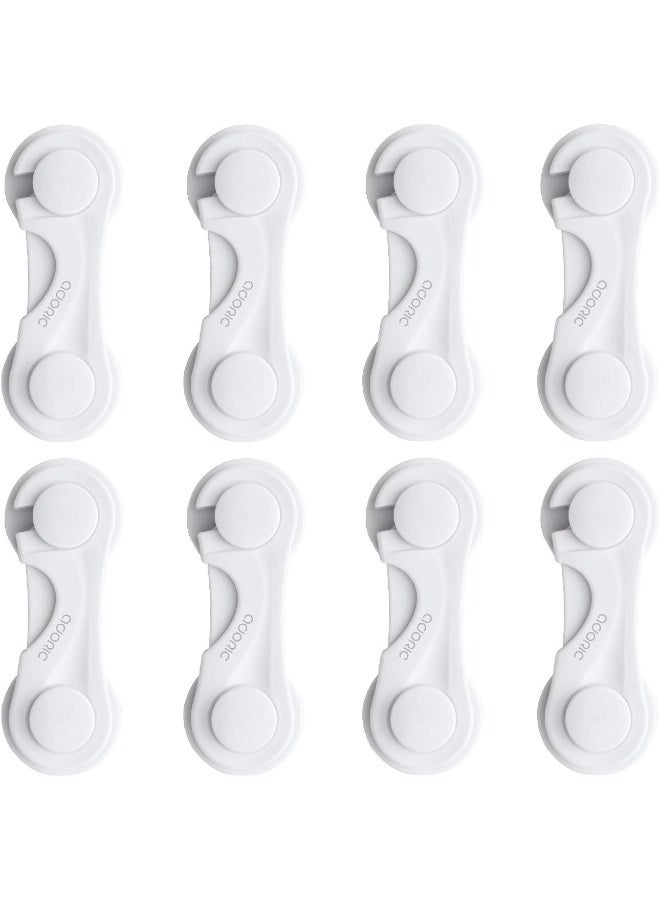 Adoric Child Safety Cabinet Locks, Baby Child Proof Cabinet Kitchen System, Drawers, Adjustable Strap, No Tools or Drilling and Strong Adhesive (8-Pack White) - Image 1
