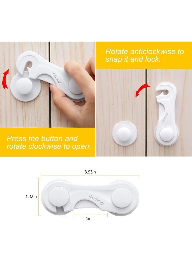 Adoric Child Safety Cabinet Locks, Baby Child Proof Cabinet Kitchen System, Drawers, Adjustable Strap, No Tools or Drilling and Strong Adhesive (8-Pack White) - Image 3