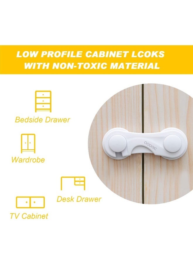 Adoric Child Safety Cabinet Locks, Baby Child Proof Cabinet Kitchen System, Drawers, Adjustable Strap, No Tools or Drilling and Strong Adhesive (8-Pack White) - Image 2
