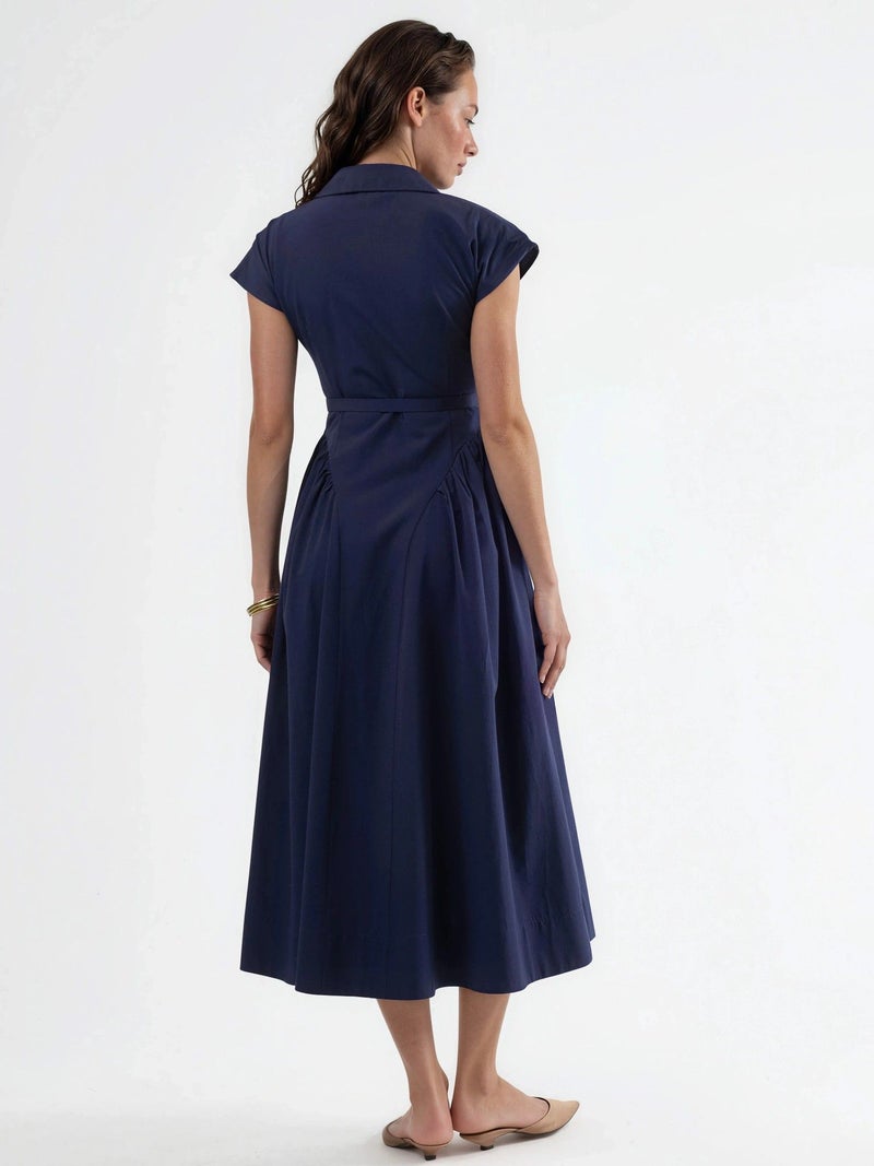 BUSEM Belted Midi Dress with Shirt Collar - Image 3