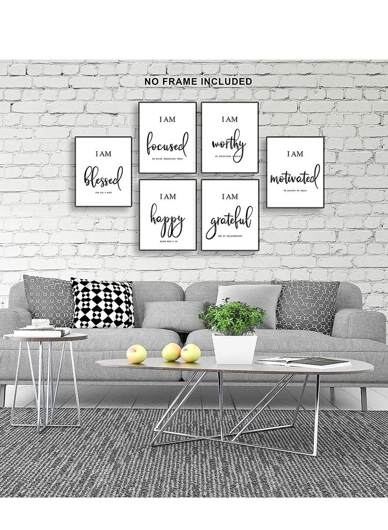 Barakah Draw Core, Wall Art - Motivational - Office & Bedroom Decor - Positive Quotes & Sayings - Daily Affirmations for Men, Women & Kids - Black & White Poster Prints, Set of 6 - Image 3