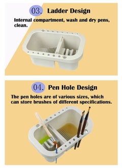 ZCM-HAPPY 3-in-1 Cleaning Pen Bucket with Palette and Paint Holder  - Image 4