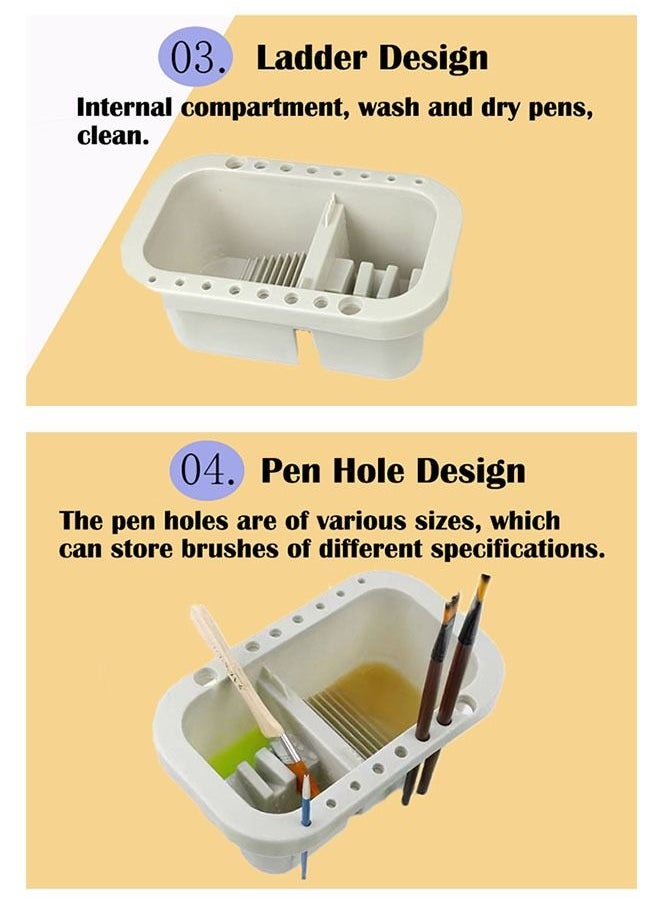 ZCM-HAPPY 3-in-1 Cleaning Pen Bucket with Palette and Paint Holder  - Image 4