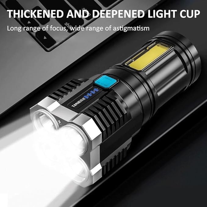 Generic KALACHAND Rechargeable Torch LED Flashlight Long Distance Beam Range COB Light 4 Mode Emergency for OutoorIndoor HikingWalkingCamping  - Image 2