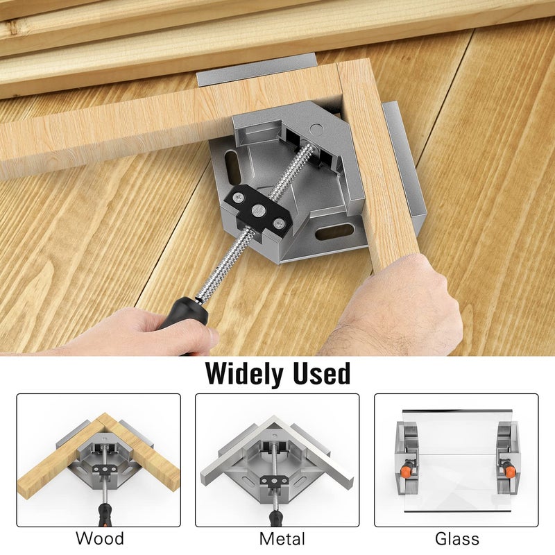 Housolution Right Angle Clamp, Housolution [4 PACK] Single Handle 90Â° Aluminum Alloy Corner Clamp, Clamps for Woodworking Adjustable Swing Jaw, Woodworking Tools Photo Frame Vise Holder, Gifts for Men Dad - Image 3