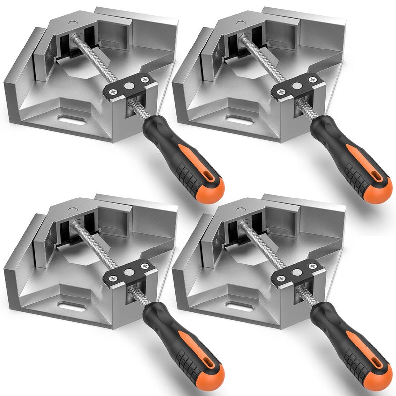 Housolution Right Angle Clamp, Housolution [4 PACK] Single Handle 90Â° Aluminum Alloy Corner Clamp, Clamps for Woodworking Adjustable Swing Jaw, Woodworking Tools Photo Frame Vise Holder, Gifts for Men Dad - Image 1