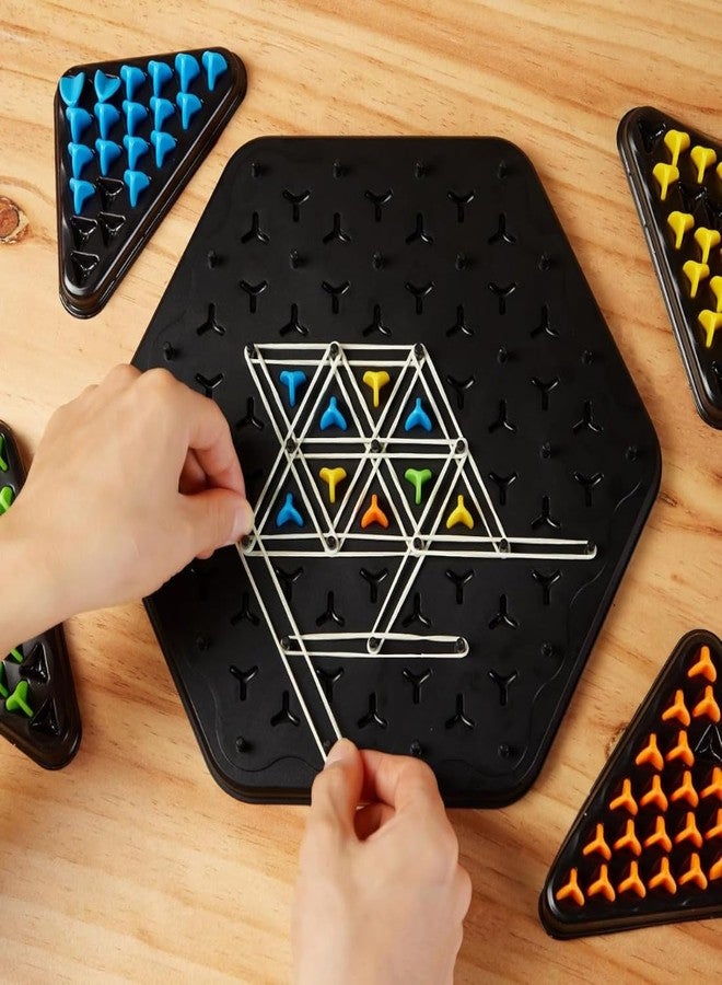 TAZLYN Game Triangle Chess Board Set Games for Family Kids and Adults -2-4 Players Triangle Chess Rubber Band Puzzle Game for Kids 7 to 10 Years Board Games for Adults Gifts Family Kid (Pack of 1) - Image 4