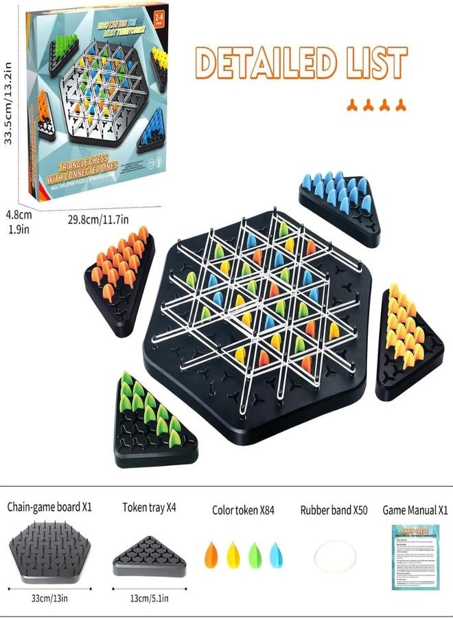 TAZLYN Game Triangle Chess Board Set Games for Family Kids and Adults -2-4 Players Triangle Chess Rubber Band Puzzle Game for Kids 7 to 10 Years Board Games for Adults Gifts Family Kid (Pack of 1) - Image 2