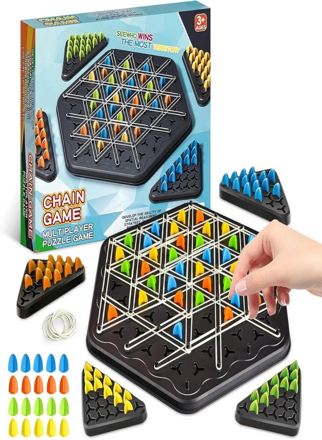 TAZLYN Game Triangle Chess Board Set Games for Family Kids and Adults -2-4 Players Triangle Chess Rubber Band Puzzle Game for Kids 7 to 10 Years Board Games for Adults Gifts Family Kid (Pack of 1) - Image 1