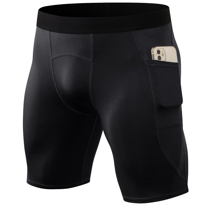 Generic Mens Tight Sports Shorts Quick-Dry with Pockets Black